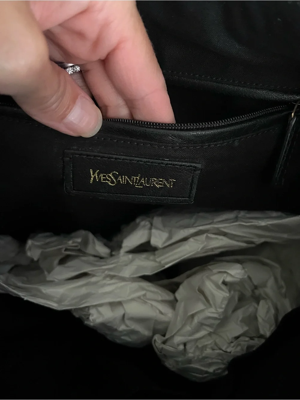 YSL Black Leather Hobo Tote Bag - Women's Shoulder Bag